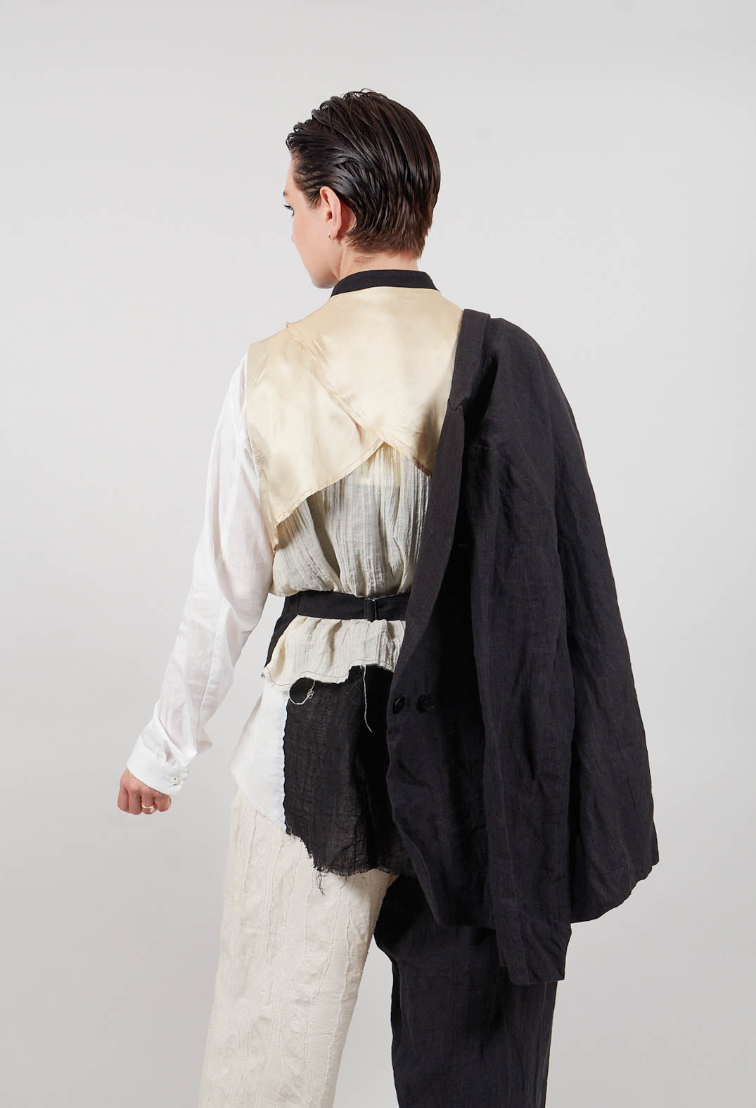 Waistcoat with Contrasting Back in Black and Cream