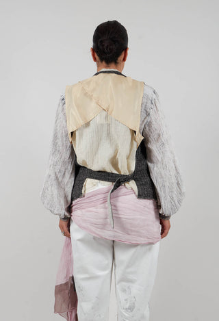 Waistcoat with Contrasting Back in Grey and Cream