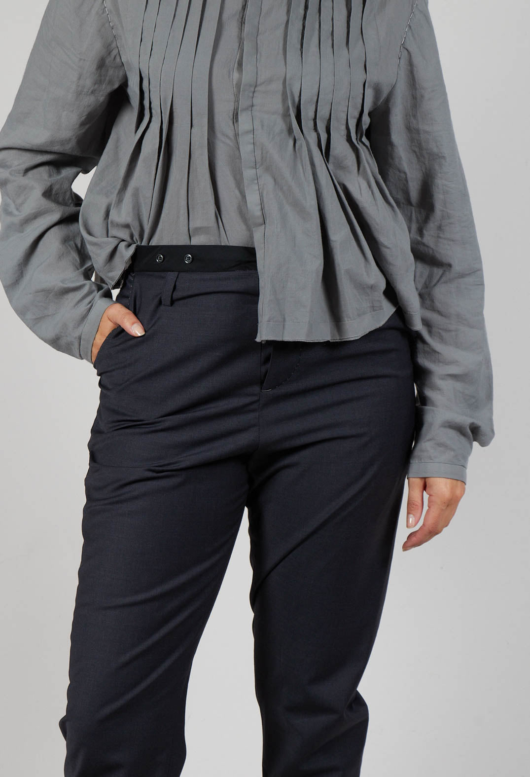 Slim Fit Wool Trousers in Anthracite