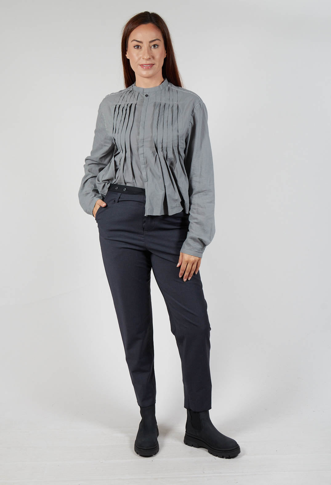 Slim Fit Wool Trousers in Anthracite