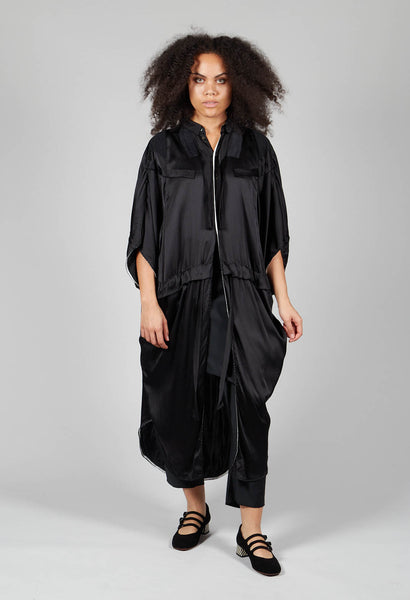 Satin Silk Shirt Dress in Anthracite – Olivia May