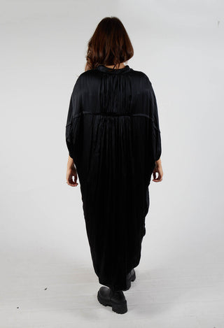 Satin Silk Shirt Dress in Anthracite