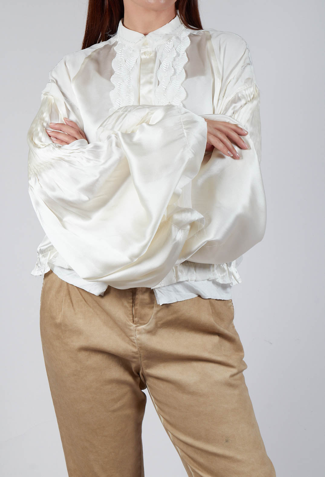 Off white satin blouse online