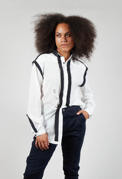 Cotton Shirt with Contrast Detail in White Black