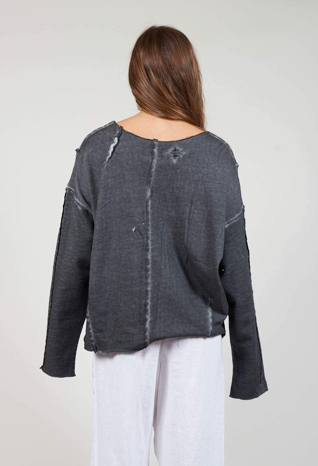 Cropped Jersey Sweatshirt in Anthracite