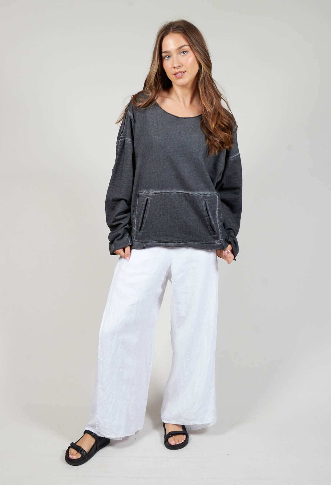 Cropped Jersey Sweatshirt in Anthracite