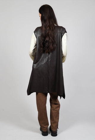 Leather Look A Line Dress in Brown