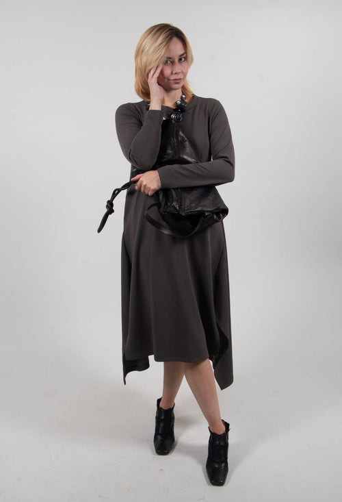 Long Sleeve Dress with Front Splits in Grey