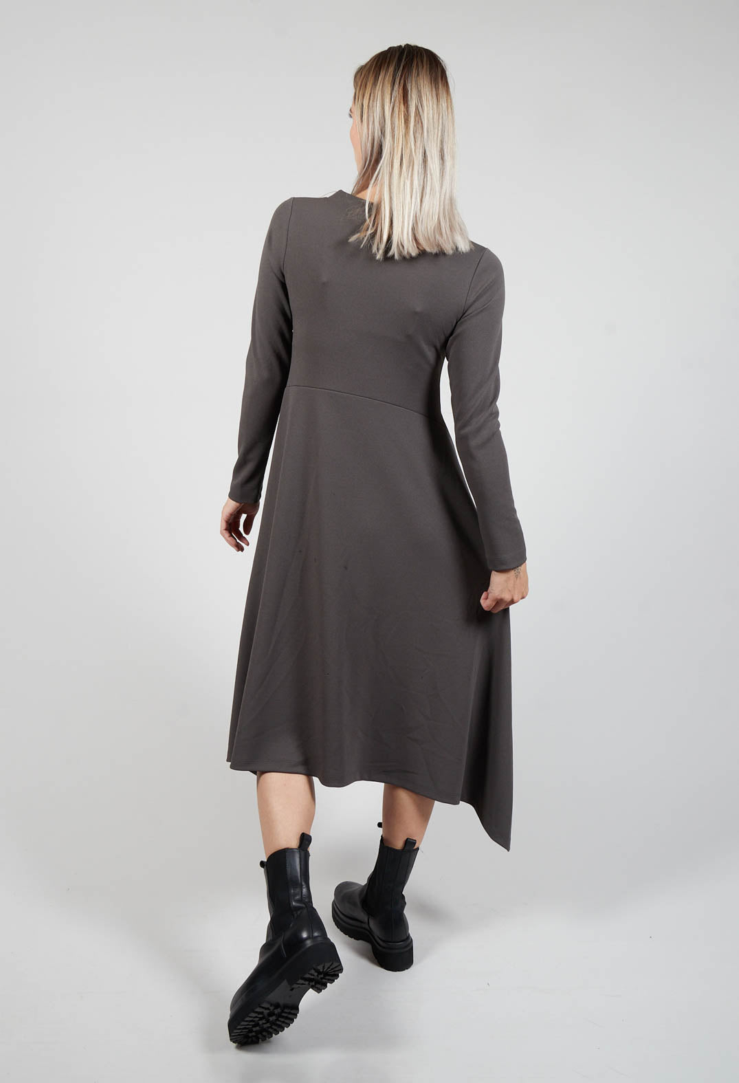 Long Sleeve Dress with Front Splits in Grey