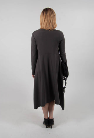 Long Sleeve Dress with Front Splits in Grey