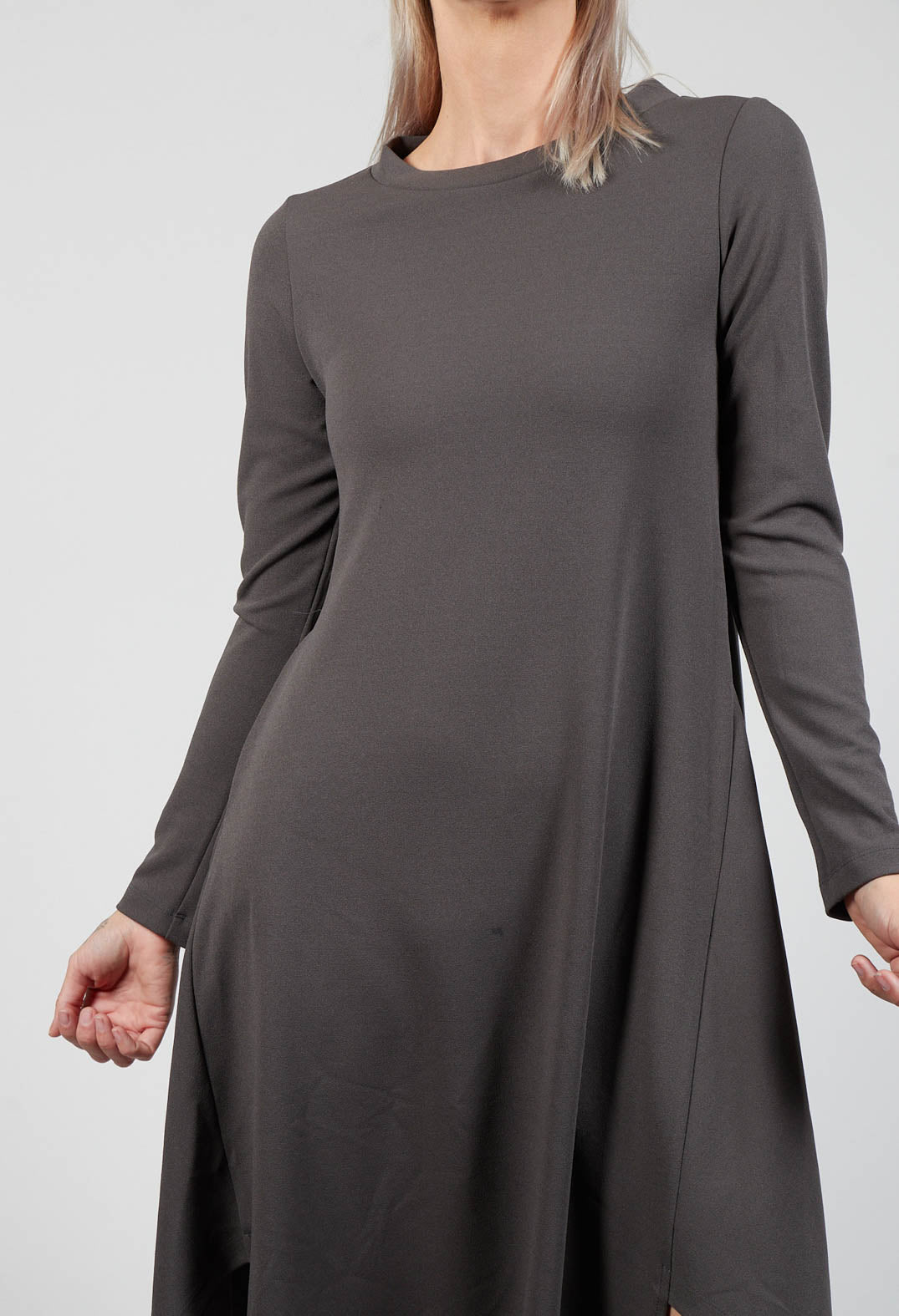 Long Sleeve Dress with Front Splits in Grey