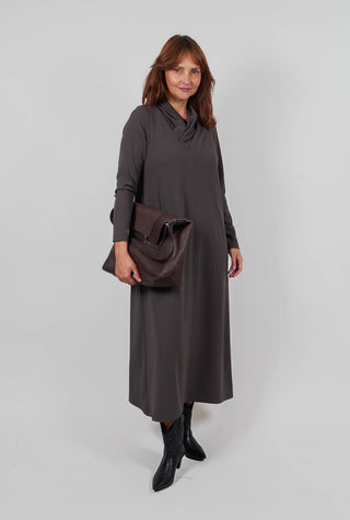 Long Sleeve Dress with Asymmetric Seam Detail in Grey