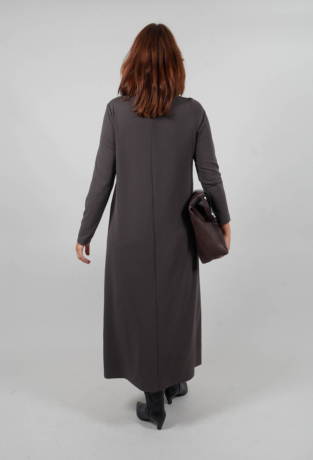Long Sleeve Dress with Asymmetric Seam Detail in Grey