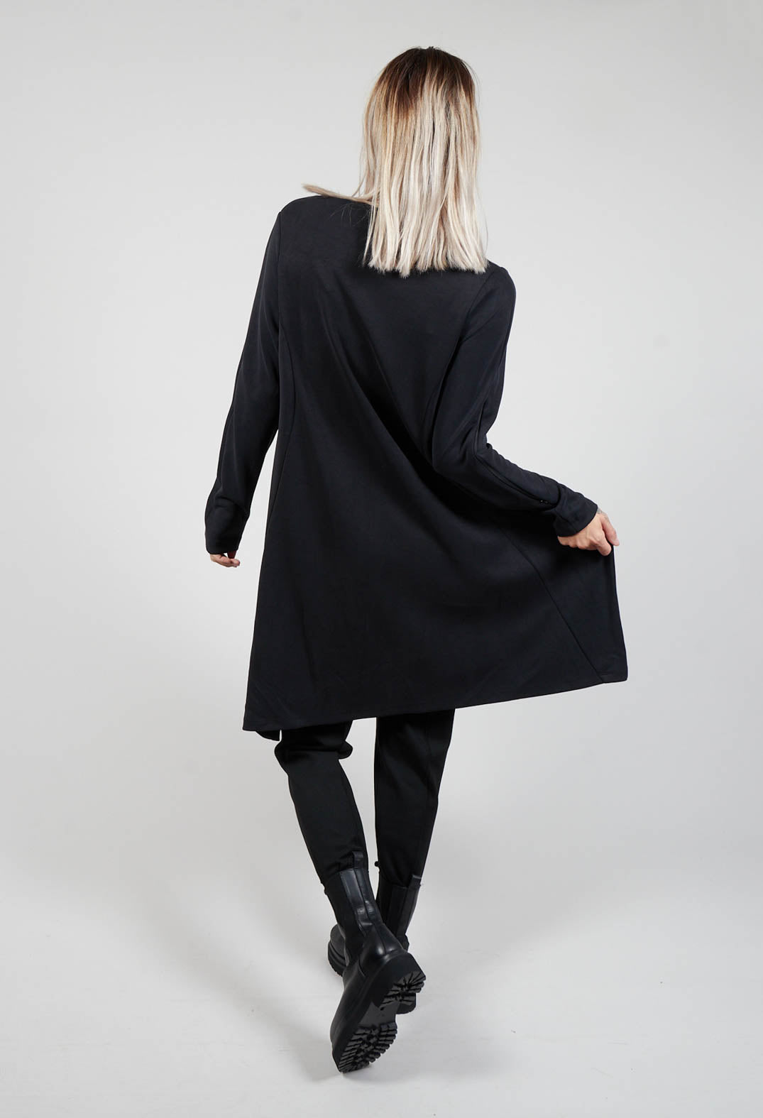 Long Sleeve Dress with Boat Neck in Black