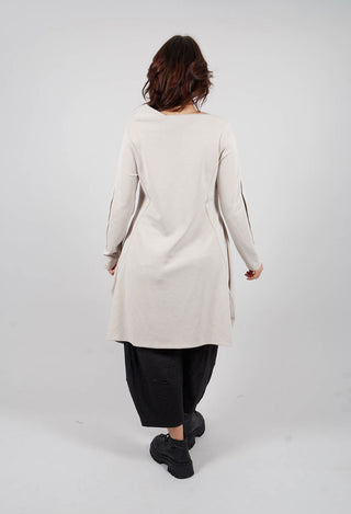 Long Sleeve Dress with Boat Neck in Off White