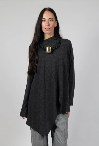 Fine Knit Jumper with Detached Cuffs and Snood in Grey