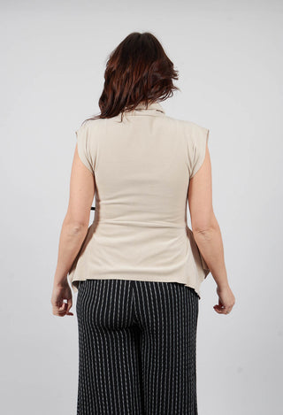 Sleeveless Pemplum Top in Beige