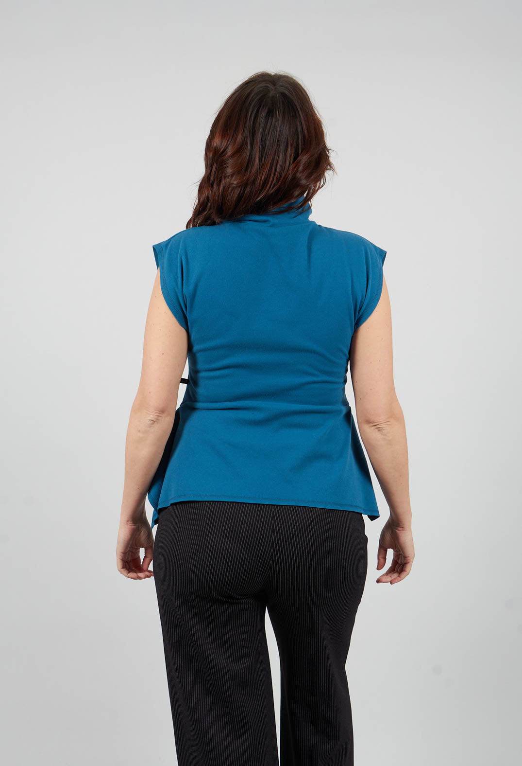 Sleeveless Pemplum Top in Peacock Blue