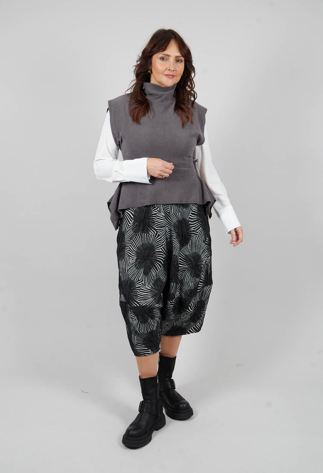 Sleeveless Pemplum Top in Grey