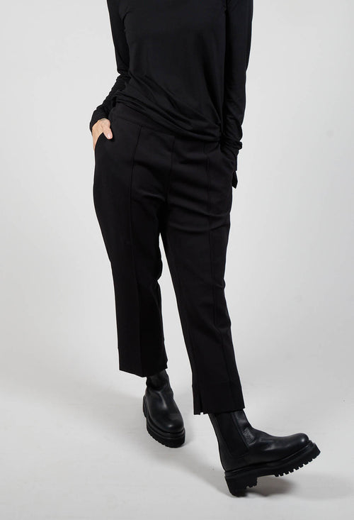 Straight Leg Trousers with Front and Back Pleats in Black