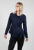 Long Sleeve Jacket with Asymmetric Peplum Hem in Dark Blue