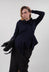 Long Sleeve Jacket with Asymmetric Peplum Hem in Dark Blue