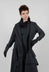 Asymmetric Hem Jacket with Grey Black Print