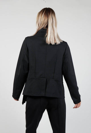 Long Sleeve Jacket with Asymmetric Peplum Hem in Black