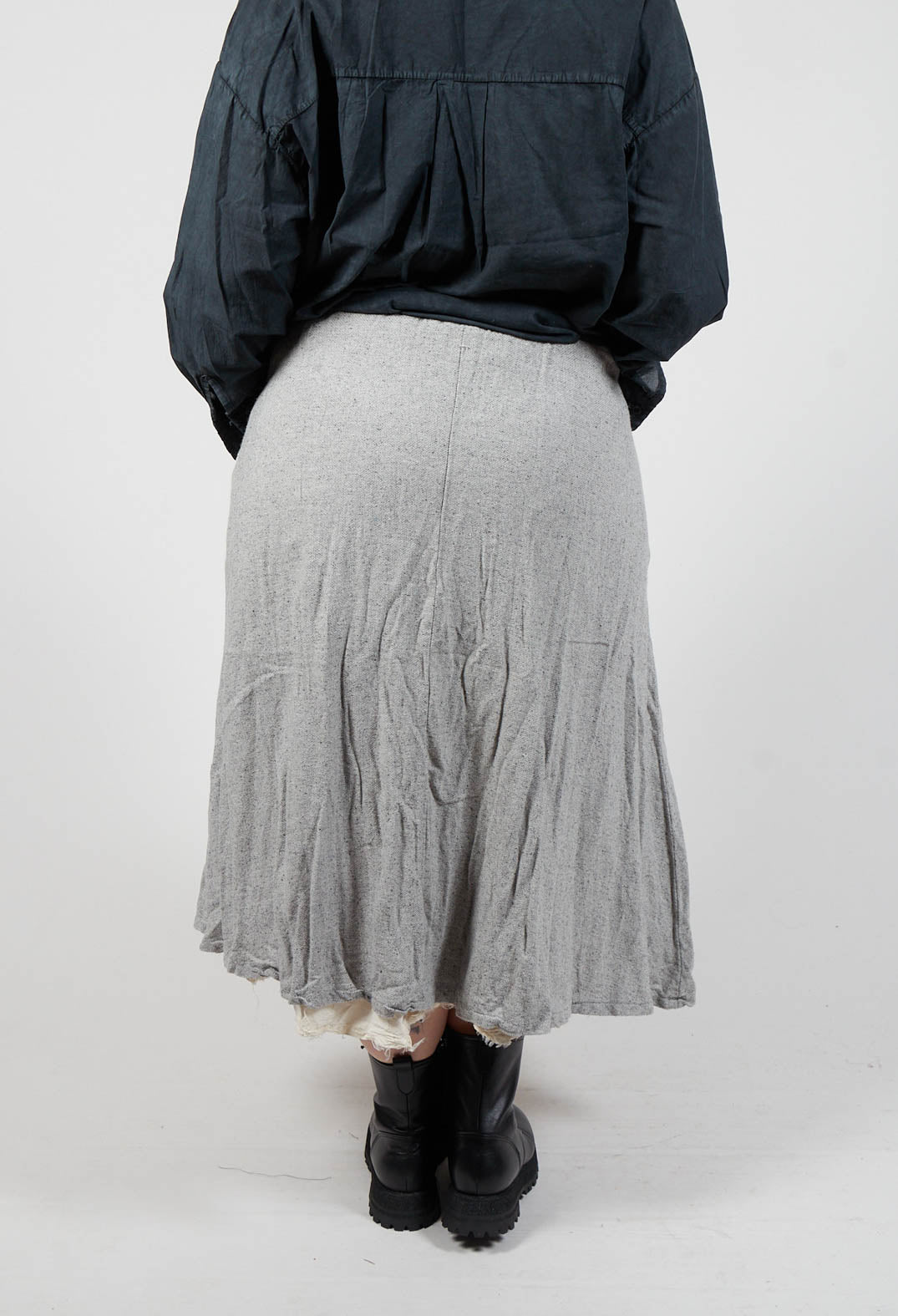 Crinkled Melange Organic Lining Midi Skirt