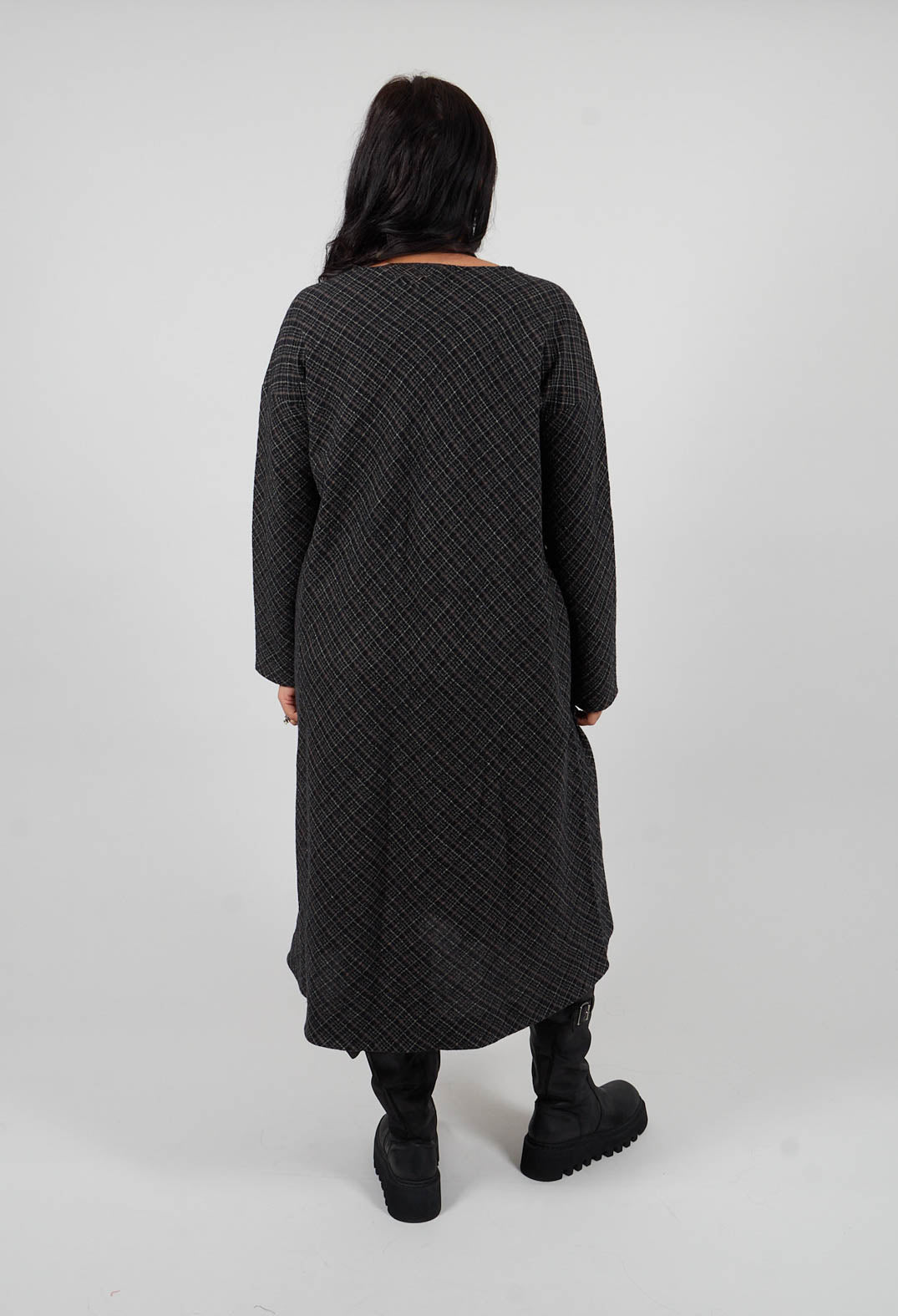 Tartan Wool T Dress in Black