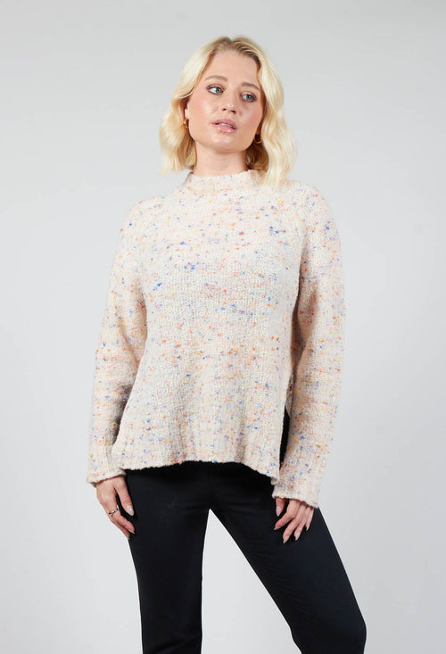 Round Neck Flared Jumper in Multicolour