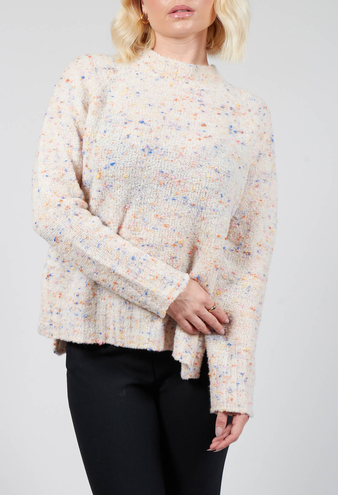 Round Neck Flared Jumper in Multicolour