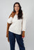 Knitted Collar V Neck Loose Fit Jumper in Biege