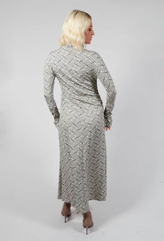 Jersey Dress in Green and White Print
