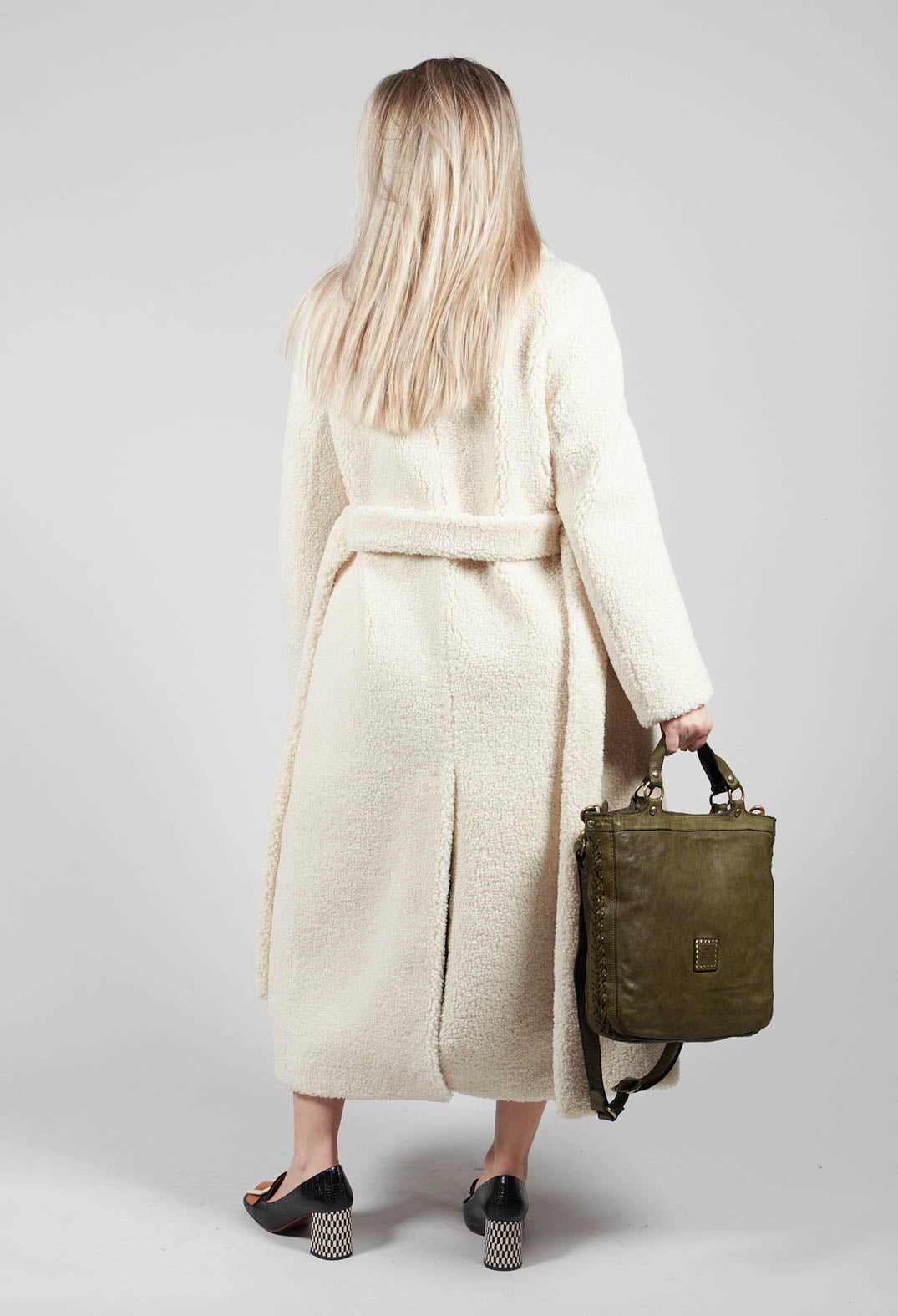 Long Sleeve Teddy Coat in Cream