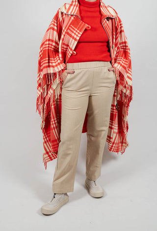 Straight Trousers with Milan Stitching in Beige