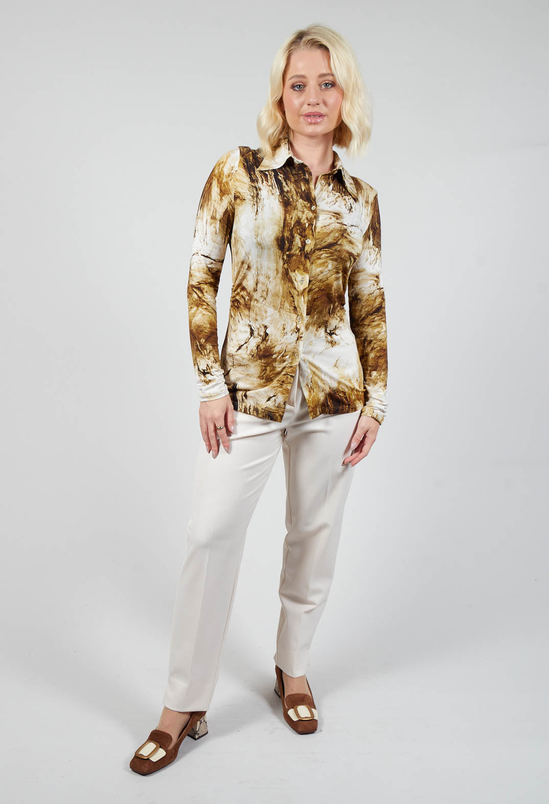 Jersey Shirt with Amber Marble Print