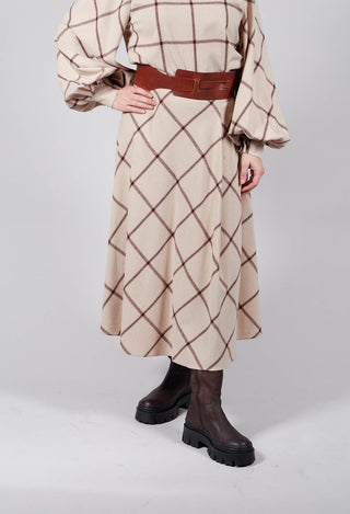 Wool Flannel Skirt in Beige Check