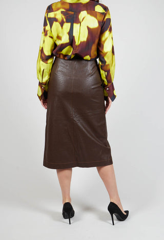 Pencil Eco Leather Skirt in Brown