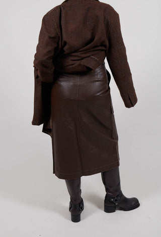 Pencil Eco Leather Skirt in Brown