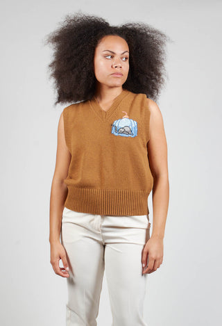 Knitted Vest with Elephant Detail