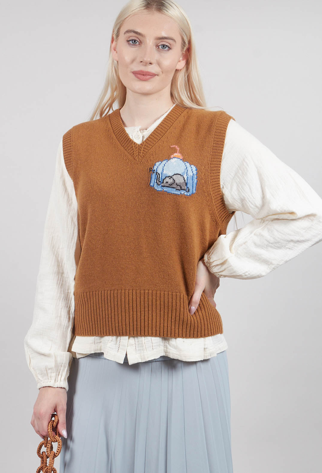 Knitted Vest with Elephant Detail