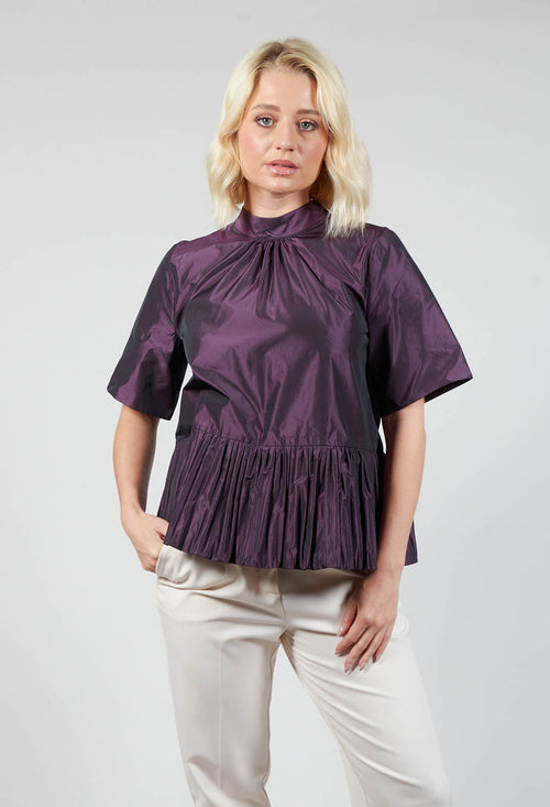 Flared Shape Shirt with Short Sleeves in Purple