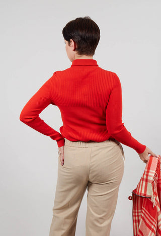Turtleneck Jumper with Ribbed Effect in Orange