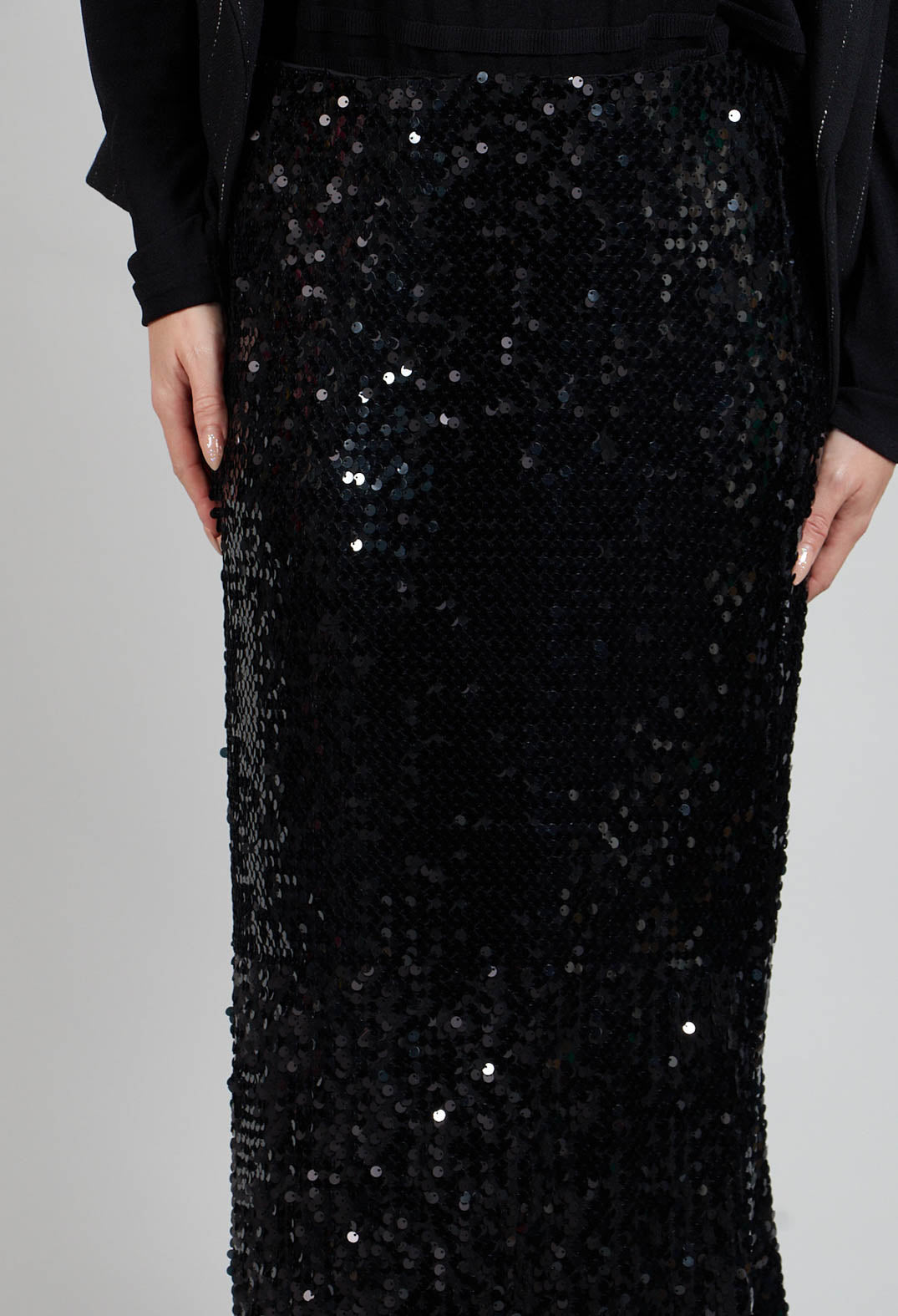 Skirt with Sequin Detail in Black