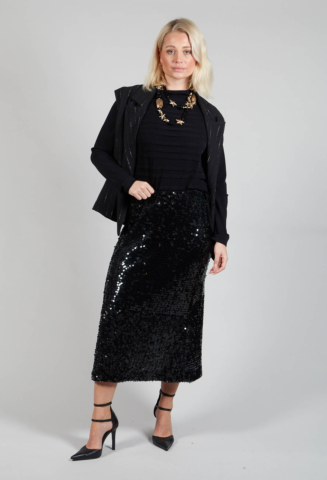 Skirt with Sequin Detail in Black