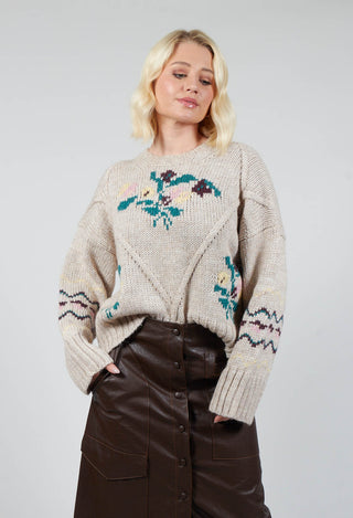 Chunky Loose Fit Knitted Patterned Jumper