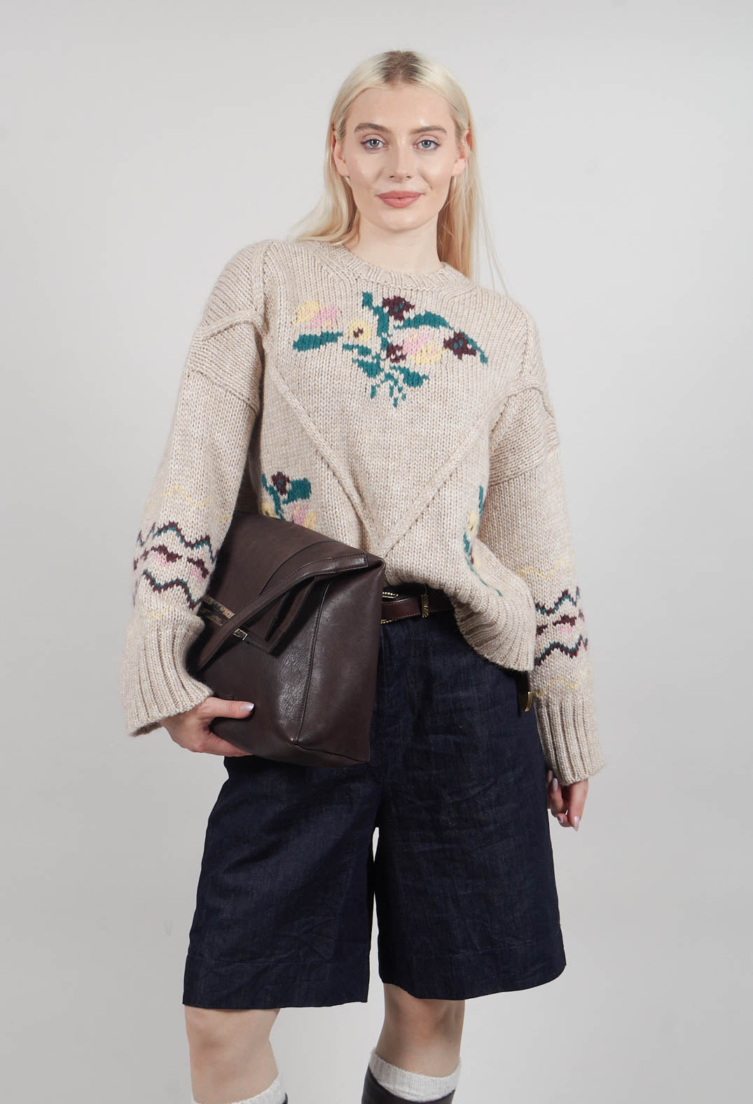 Chunky Loose Fit Knitted Patterned Jumper