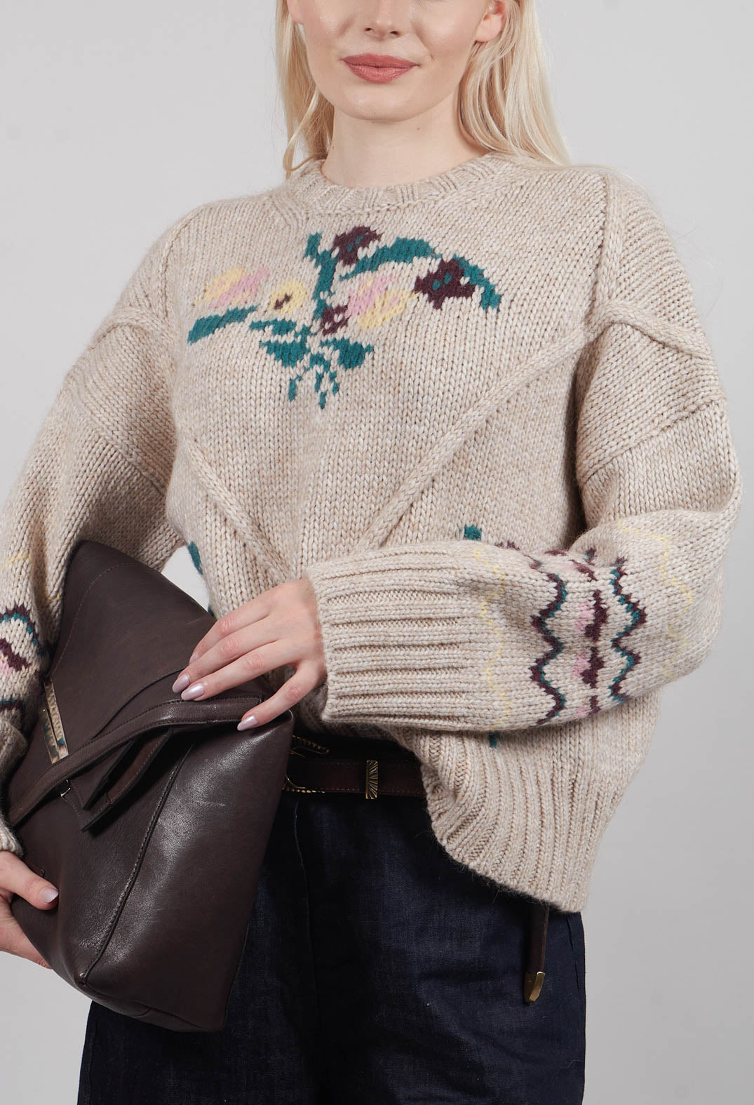 Chunky Loose Fit Knitted Patterned Jumper