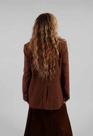 Single-Breasted Houndstooth Jacket in Orange Print